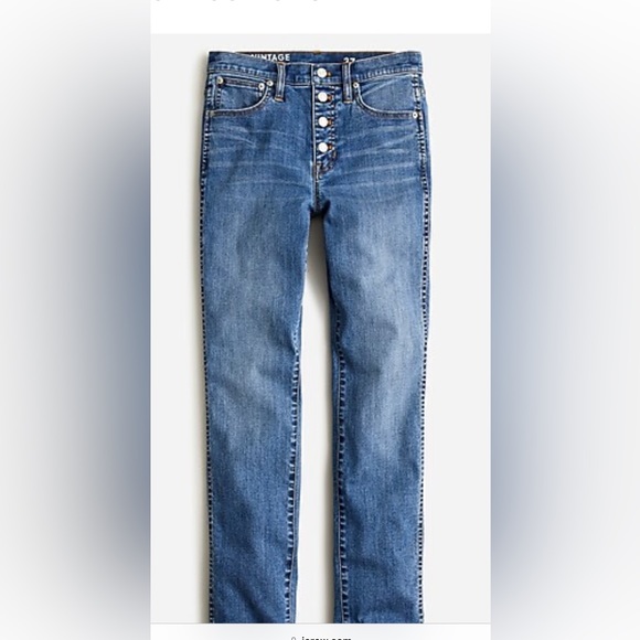 J. Crew Denim - JCrew button up high rise jeans 27/ 4 EUC vintage straight leg raw hem